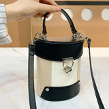 Women Cylinder Bucket Bags Shoulder Bags Crossbody Bags Casual Lady High Pu Leat