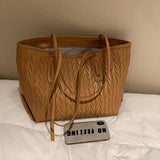 Large Capacity Women Tote Shoulder Bag Solid Square Handbag Shopping Bag