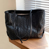 Large Capacity Women Tote Shoulder Bag Solid Square Handbag Shopping Bag