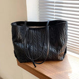 Large Capacity Women Tote Shoulder Bag Solid Square Handbag Shopping Bag