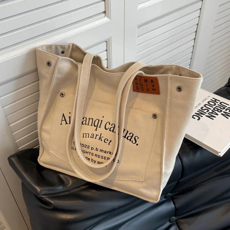 Canvas Shoulder Bags Big Totes Casual Ladies Large Capacity Handbags