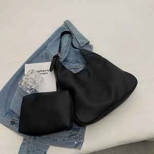 Vintage Large Leather Women's Shoulder Bag High Capacity Handbag Female Hobo
