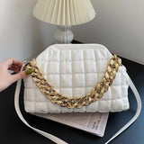 Thick Chain Handbag And Purses Yellow Green Pleated Shoulder Bags
