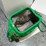 Thick Chain Handbag And Purses Yellow Green Pleated Shoulder Bags