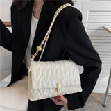 Quilted Shoulder Side Bags Women PU Leather Flap Crossbody Square Handbags