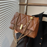 Quilted Shoulder Side Bags Women PU Leather Flap Crossbody Square Handbags