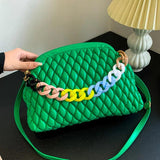 Women Crossbody Bag Quilted Shoulder Bag Acrylic Chain Clutch