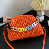 Women Crossbody Bag Quilted Shoulder Bag Acrylic Chain Clutch