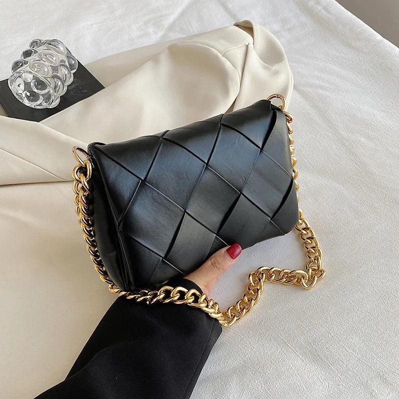 Women Clutches Thick chain Shoulder bags PU Leather Crossbody Bags