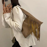 Women Tassel Bucket Bags Small Tote Shoulder Bags
