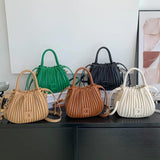 Women PU Leather Drawstring Bucket Bags Shoulder Bag Small Handbags