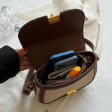Vintage Canvas Saddle Bag Women Shoulder Crossbody Handbag