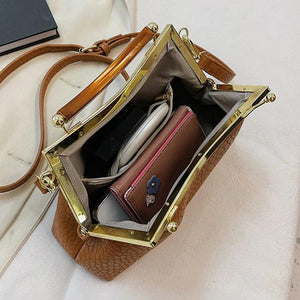 Vintage Women Shell Clip Small Totes Soft PU Leather Shoulder Bag