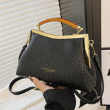 Vintage Women Shell Clip Small Totes Soft PU Leather Shoulder Bag
