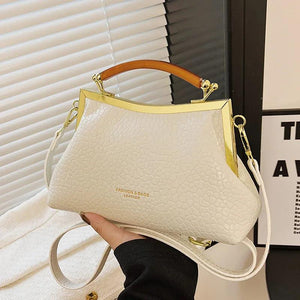 Vintage Women Shell Clip Small Totes Soft PU Leather Shoulder Bag