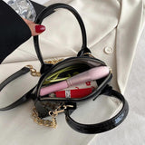 Women Orange Shell Bag Chain Messenger Bag Patent Leather Shoulder Bags Handbags