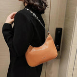 Women Soft PU Leather Underarm Bag Vintage Lady Handbags Chain Shoulder Bags