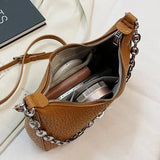 Women Soft PU Leather Underarm Bag Vintage Lady Handbags Chain Shoulder Bags