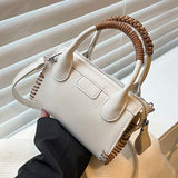 Women Beige Shoulder Bag Woven Handbag Clutch