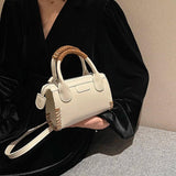 Women Beige Shoulder Bag Woven Handbag Clutch