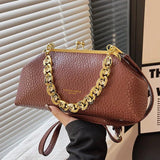 Women Chain Shoulder Bags Green Brown Clutch Handbags Clip Crossbody Bags Totes