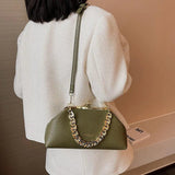 Women Chain Shoulder Bags Green Brown Clutch Handbags Clip Crossbody Bags Totes