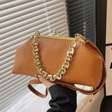 Women Chain Shoulder Bags Green Brown Clutch Handbags Clip Crossbody Bags Totes