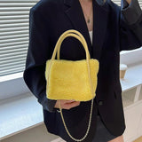 Women's Winter Faux Fur Handbag Totes in Green Yellow Purple
