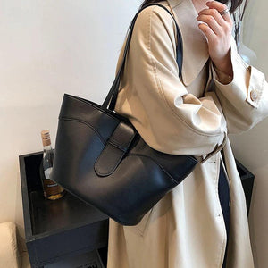 Women Leather Handbag Shoulder Bag Large Totes Solid Composite Bags