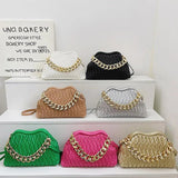 Women Fold Cloud Armpit Evening Clutch Green Silver Messenger Bags