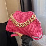 Women Fold Cloud Armpit Evening Clutch Green Silver Messenger Bags