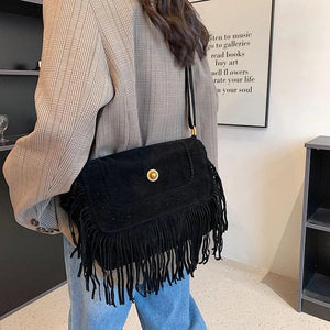 Vintage Suede Bohemian Fringe Tassel Shoulder Bag