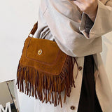 Vintage Suede Bohemian Fringe Tassel Shoulder Bag