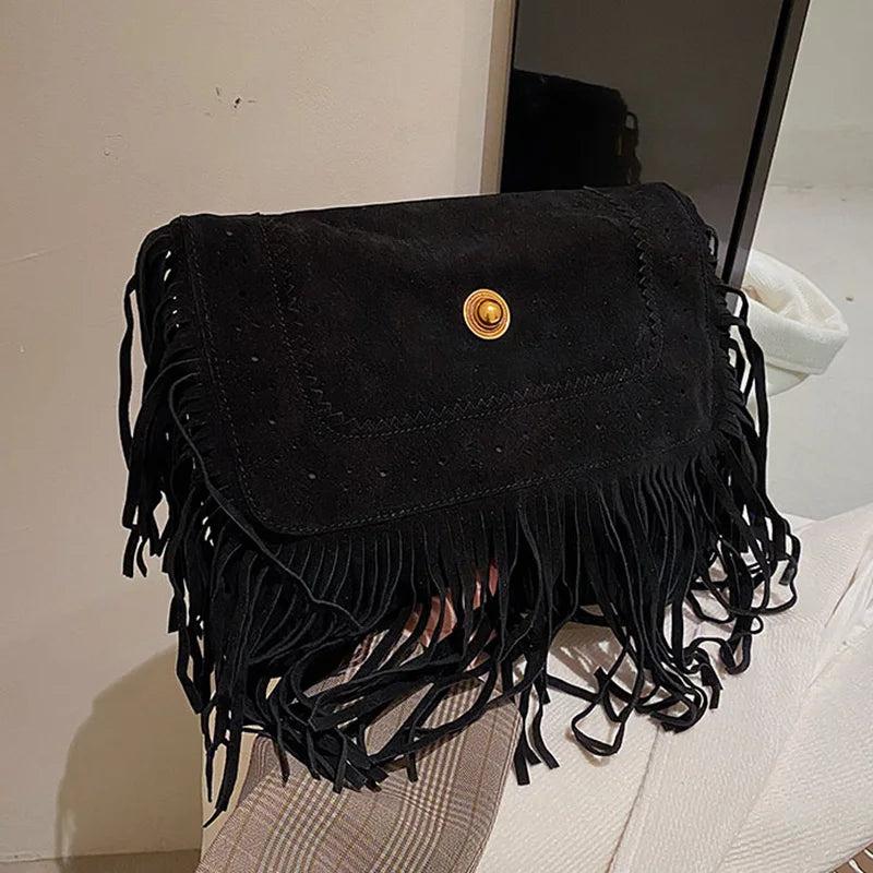 Vintage Suede Bohemian Fringe Tassel Shoulder Bag