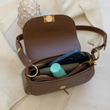 Women Flap Shoulder Bags Pu Leather Crossbody Bags Retro Lady Saddle Bags