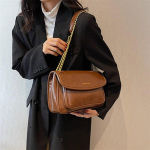 Retro Lady Chain Shoulder Bags Brown Green Red Crossbody Bags