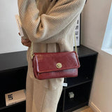 Retro Lady Chain Shoulder Bags Brown Green Red Crossbody Bags