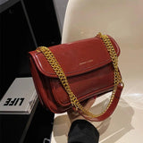 Retro Lady Chain Shoulder Bags Brown Green Red Crossbody Bags