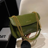 Retro Lady Chain Shoulder Bags Brown Green Red Crossbody Bags
