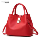 Women PU Leather Bucket Shoulder Bags Larger Capacity Crossbody