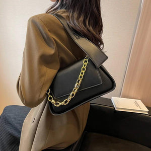 Vintage Women Shoulder Bag PU Leather Crossbody Bag Chain Small Square Flap Bag