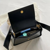 Vintage Women Shoulder Bag PU Leather Crossbody Bag Chain Small Square Flap Bag
