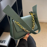 Vintage Women Shoulder Bag PU Leather Crossbody Bag Chain Small Square Flap Bag