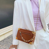 Women Acrylic Small Flap Box Bag Lady Chain Messenger Bag Orange Handbags