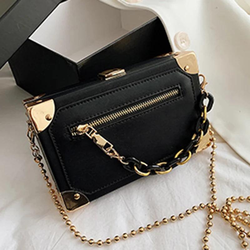 Women Acrylic Small Flap Box Bag Lady Chain Messenger Bag Orange Handbags