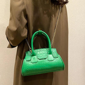 Green Stone Pattern PU Leather Handbag Purse Clutch Chain Shoulder Bag