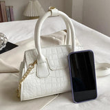 Green Stone Pattern PU Leather Handbag Purse Clutch Chain Shoulder Bag