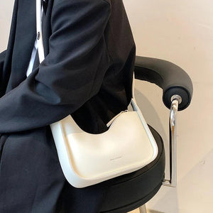 Green Pu Leather Shoulder Bag Lady Wide Strap Satchels Half Moon Bags