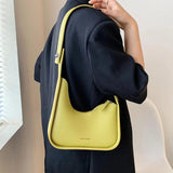 Green Pu Leather Shoulder Bag Lady Wide Strap Satchels Half Moon Bags