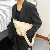 Women Triangular Chest Bags Saddle Shoulder Tote Beige Green Brown